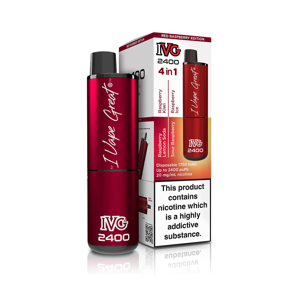 IVG 2400: Red Raspberry Edition 4 in 1 Multi Flavour Vape - VapeMatch.co.uk